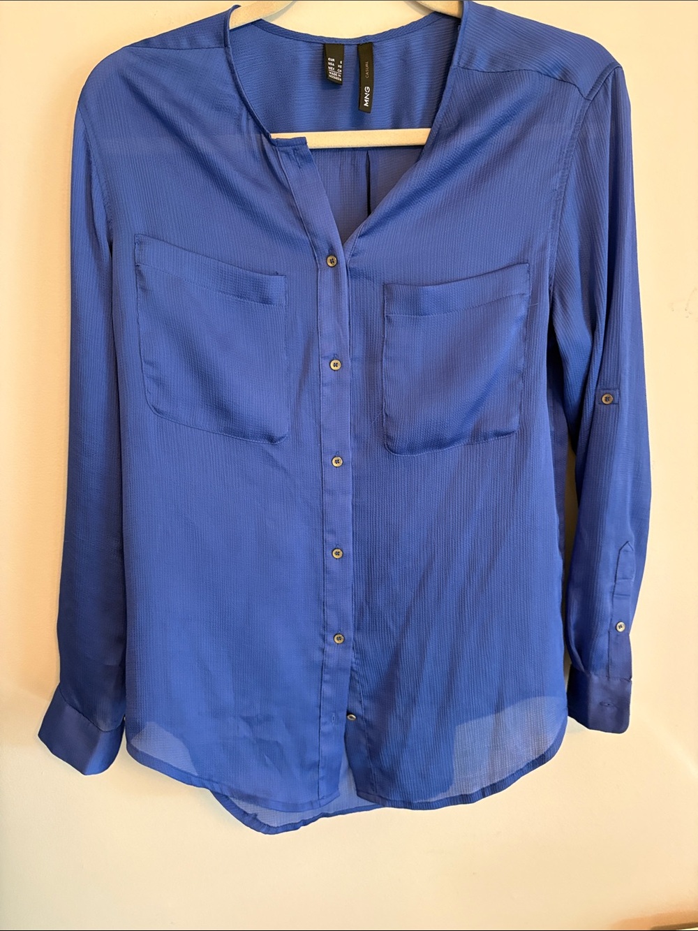 Express Royal Blue Button-Front Portofino Shirt